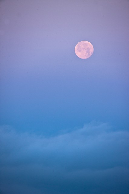 Moonset at dawn (#1), Big Sur, California
