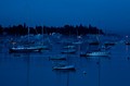 Sailboats and harbor lights, Southwest Harbor, Maine Coast