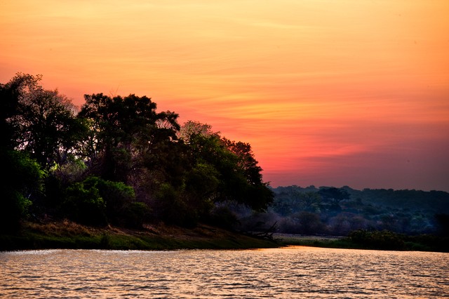 Sunset cruise on the Zambesi River, near Imbabala Camp, Zimbabwe