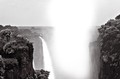 Victoria Falls on the Zambesi River (#3, black and white, horizontal)... Victoria Falls National Park, Zimbabwe