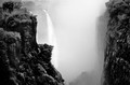 The gorge where Zambia and Zimbabwe meet (#2, black and white, horizontal)... Victoria Falls National Park, Zimbabwe