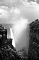The gorge where Zambia and Zimbabwe meet (#4, black and white, vertical)... Victoria Falls National Park, Zimbabwe