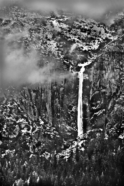 Clouds over Bridal Veil Falls, Yosemite National Park, California