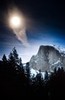 Moon over Half Dome (#1, color, vertical), Yosemite National Park, California