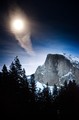 Moon over Half Dome (#1, color, vertical), Yosemite National Park, California