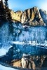 Yosemite Falls reflected in Merced River (#1, color, vertical), Yosemite National Park, California