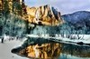 Yosemite Falls in distance (#4, color, horizontal), reflected in Merced River, Yosemite National Park, California, United States