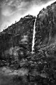 Yosemite Falls in winter fog, Yosemite National Park, California