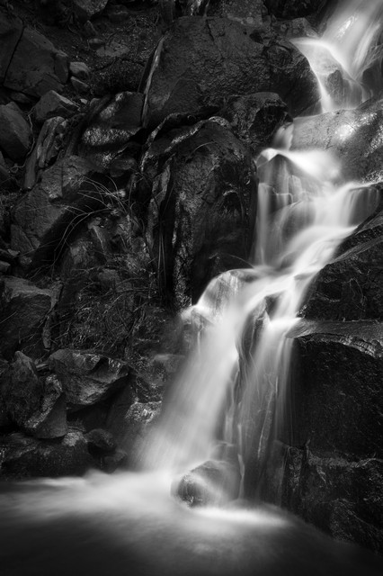 Wildcat Creek Falls (#3, black and white), Yosemite National Park, California