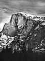 Half Dome, trees and clouds (#4, black and white, vertical), Yosemite National Park, California