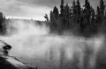 Mist rising on Firehole River, Yellowstone National Park, Wyoming