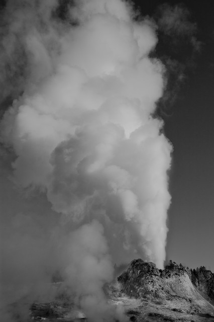 Castle Geyser ((#4, black and white), Yellowstone National Park, Wyoming
