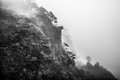 Fog and Rain in Huangshan Mountains, China (#3, black and white, horizontal)