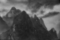 Karst Landforms On Yulong River (#1, black and white, horizontal)