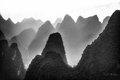 Karst Landforms on Yulong River (#3, black and white, horizontal)