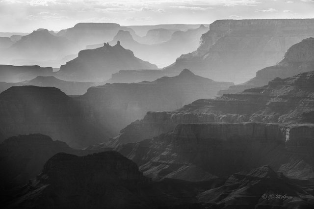 God's Rays at Lipan Point (#5, black and white, horizontal)