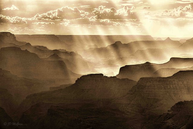God's Rays at Lipan Point (#6, sepia, horizontal)