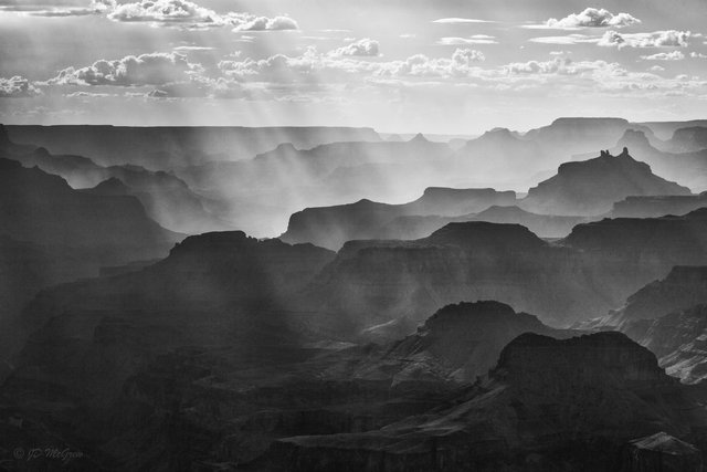 God's Rays at Lipan Point (#8, black and white, horizontal)