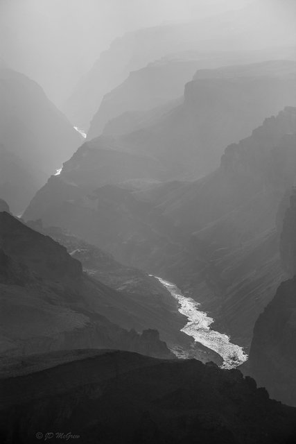 God's Rays at Lipan Point (#11, black and white, vertical)