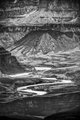Day's End at Grand Canyon's Grand View Overlook (#5, black and white, vertical)