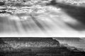 Day's End at Grand Canyon's Hopi Point (#5, black and white, horizontal)