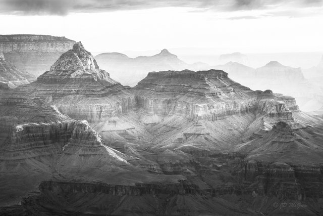 Sunset at Grand Canyon's Grand View Overlook (#3, black and white , horizontal)