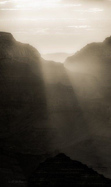 Sunrise at Grand Canyon's Mather Point Overlook (#4, black and white, vertical)