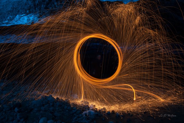 Circle of Sparks in Vatnajökull Glacier Ice Cave