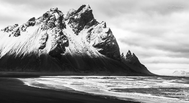 Mountains and Surf Together in Southern Iceland