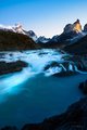 Salto Grande Waterfall and Cuernos del Paine, Parque Nacional Torres del Paine, Patagonia, Chile