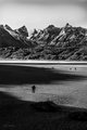 Couple on Beach at Lago Grey, Parque National Torres del Paine, Patagonia, Chile