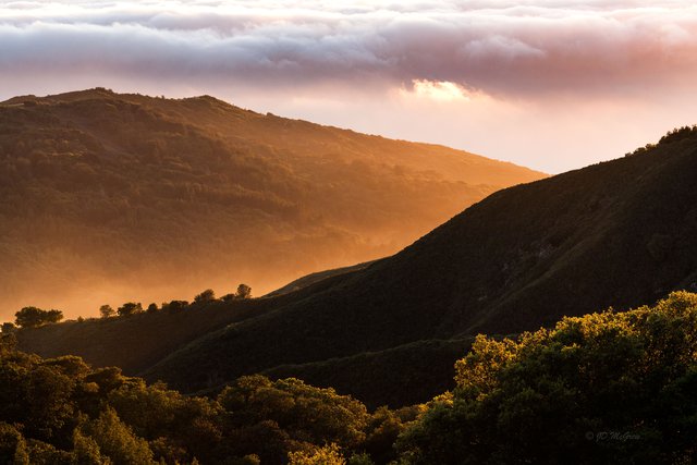 Sun Glows from Behind Big Sur Shoulders