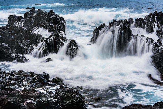 Surf Flows Over a Rocky Shore