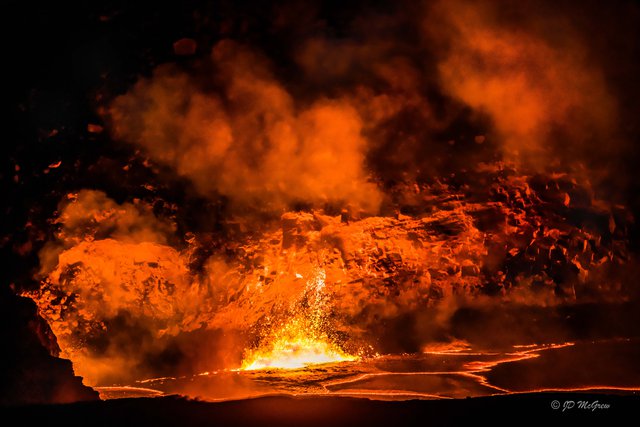 Kiluaea Caldera Flares Orange and Yellow, #1