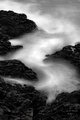 Surf Flows Over a Rocky Shore, #2, black and white