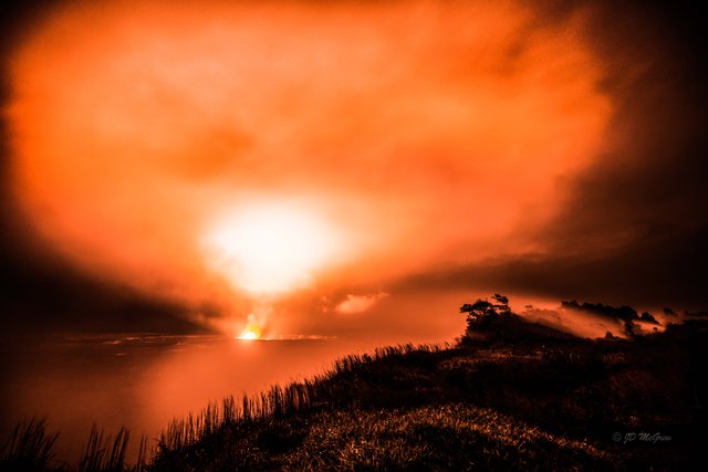 Steam Vents at Kilauea Caldera Turn the Sky Orange #1, Horizontal