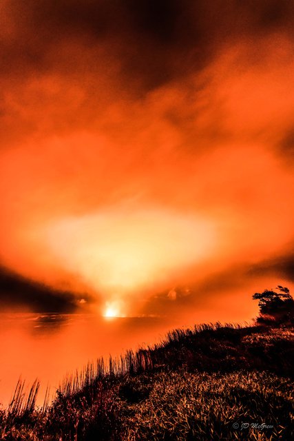 Steam Vents at Kilauea Caldera Turn the Sky Orange #2, Vertical