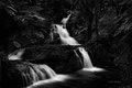 Waterfalls at Hawaii Tropical Botanical Garden #5, black and white
