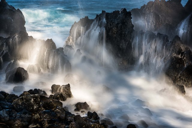 Rocky Surf, Sea Spray and Waves at Laupahoehoe Point