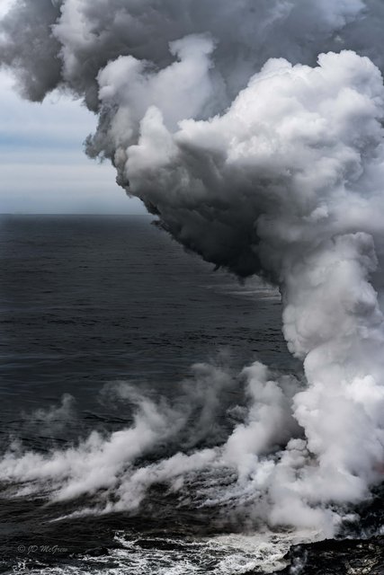 Clouds of Smoke Rise from Lava Flowing into the Sea #2