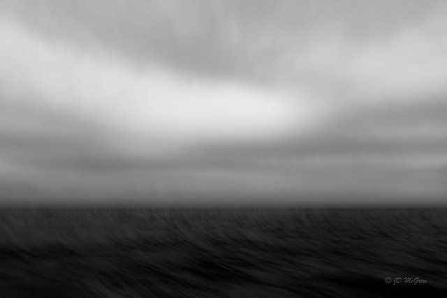 Abstract of Sea from Speeding Boat, Hawaii #7, black and white