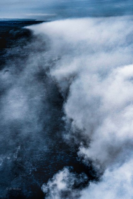 Clouds of Smoke Rise from Lava Flowing into the Sea, from Helicopter, #3