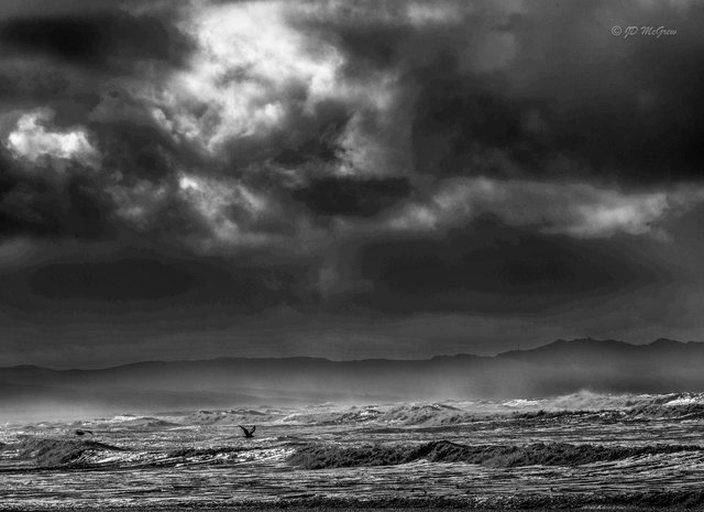 Clouds and Mist Over Surf at Kehoe Beach, Tomales Bay #1