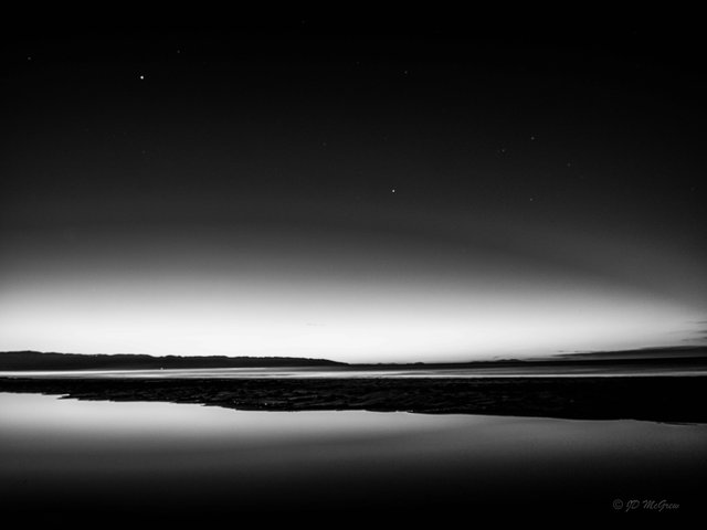 Dawn at Drakes Beach in Black and White, Tomales Bay #1