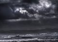 Silver Clouds Over Silver Surf in Black and White, Tomales Bay