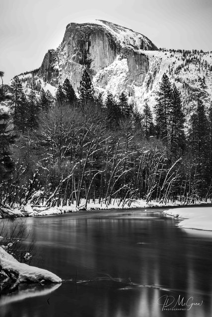 The Merced River and Half Dome Graced by Yosemite Snow