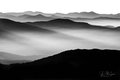 Satin Sunrise at Clingman's Dome, #4, Black and White, horizontal