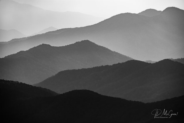 Sunset in Black and White at Clingman's Dome, #4, horizontal