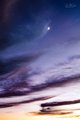 Silver Crescent Moon Against Twilight Cobalt Sky