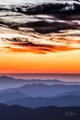 Sun Setting on Clouds, Peaks, Ridges at Clingman's Dome, #3, vertical